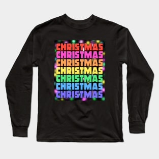 Rainbow Christmas Word Art Long Sleeve T-Shirt